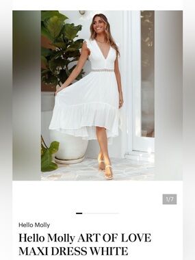 Hello Molly White High-Low Lace Trim Maxi Dress